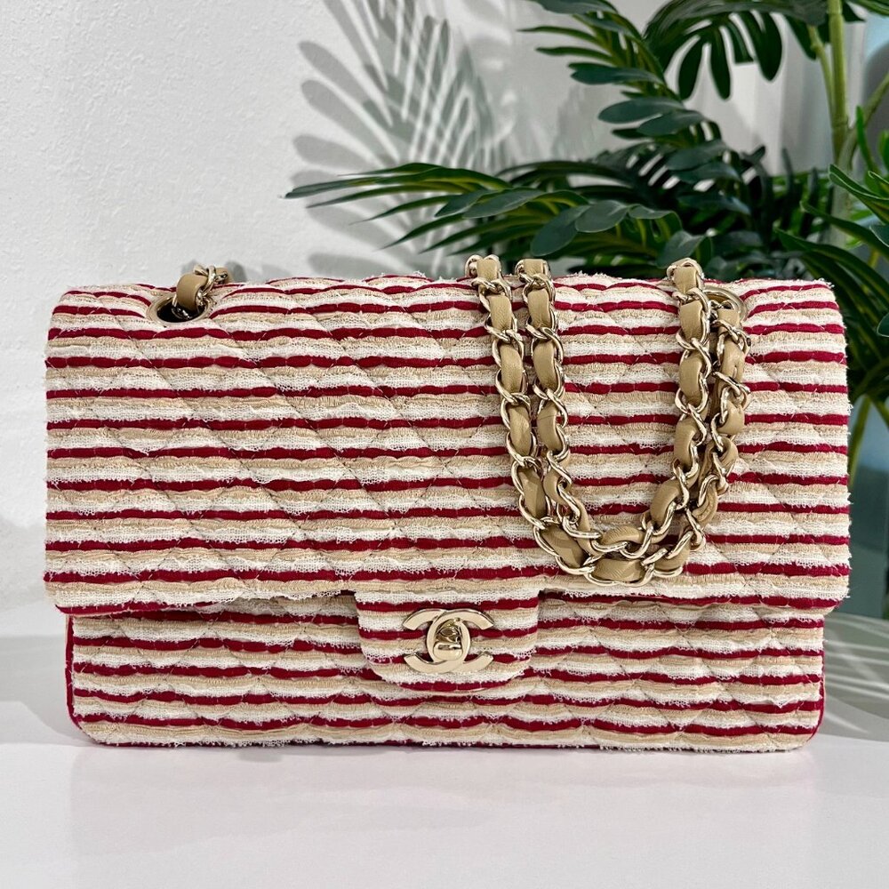 Chanel Coco Sailor Stripe Double Flap Shoulder Bag